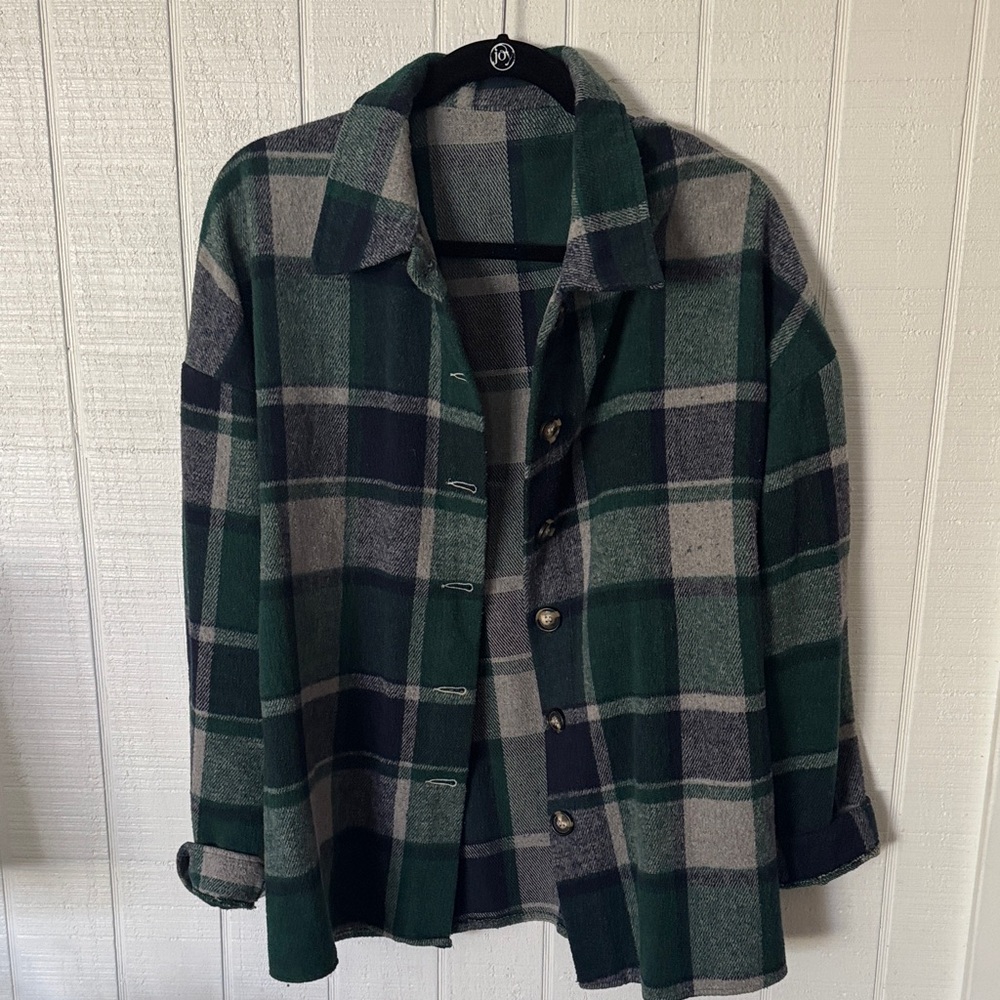 Plaid Green and Gray Men's Jacket